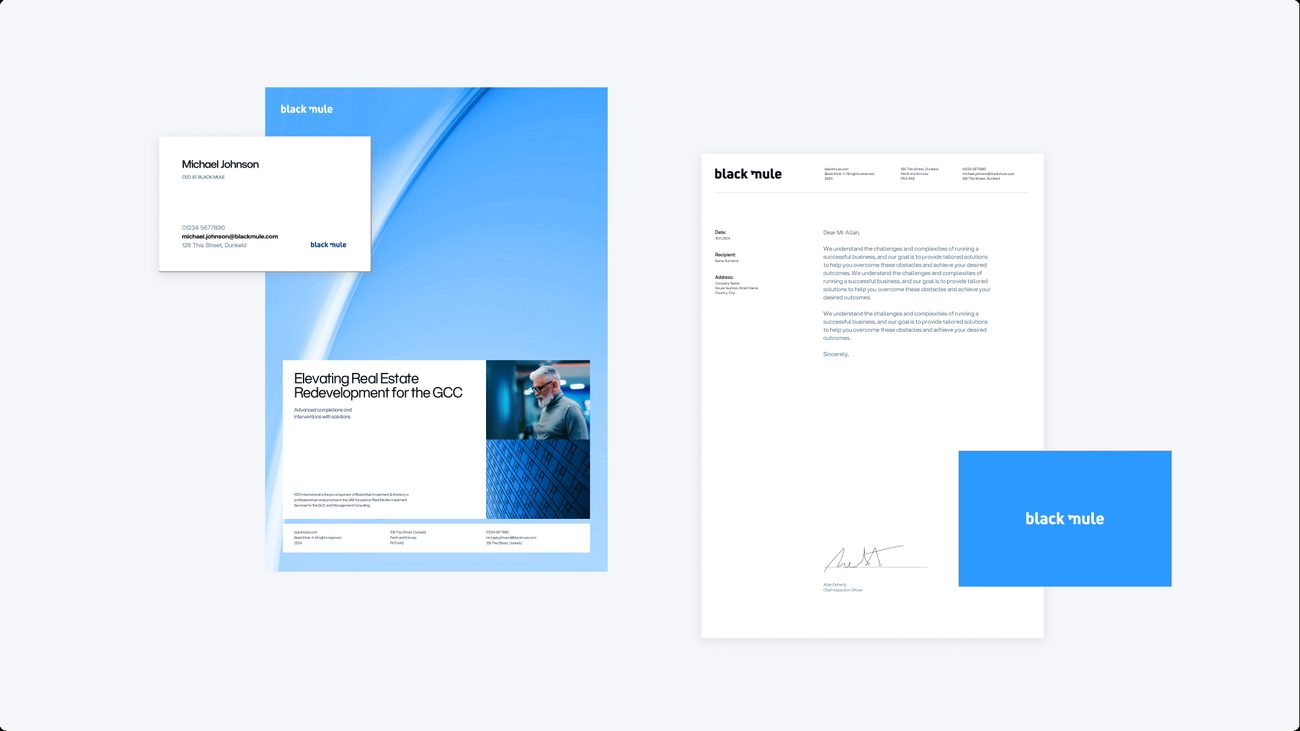 Black Mule Electric Blue, stationery