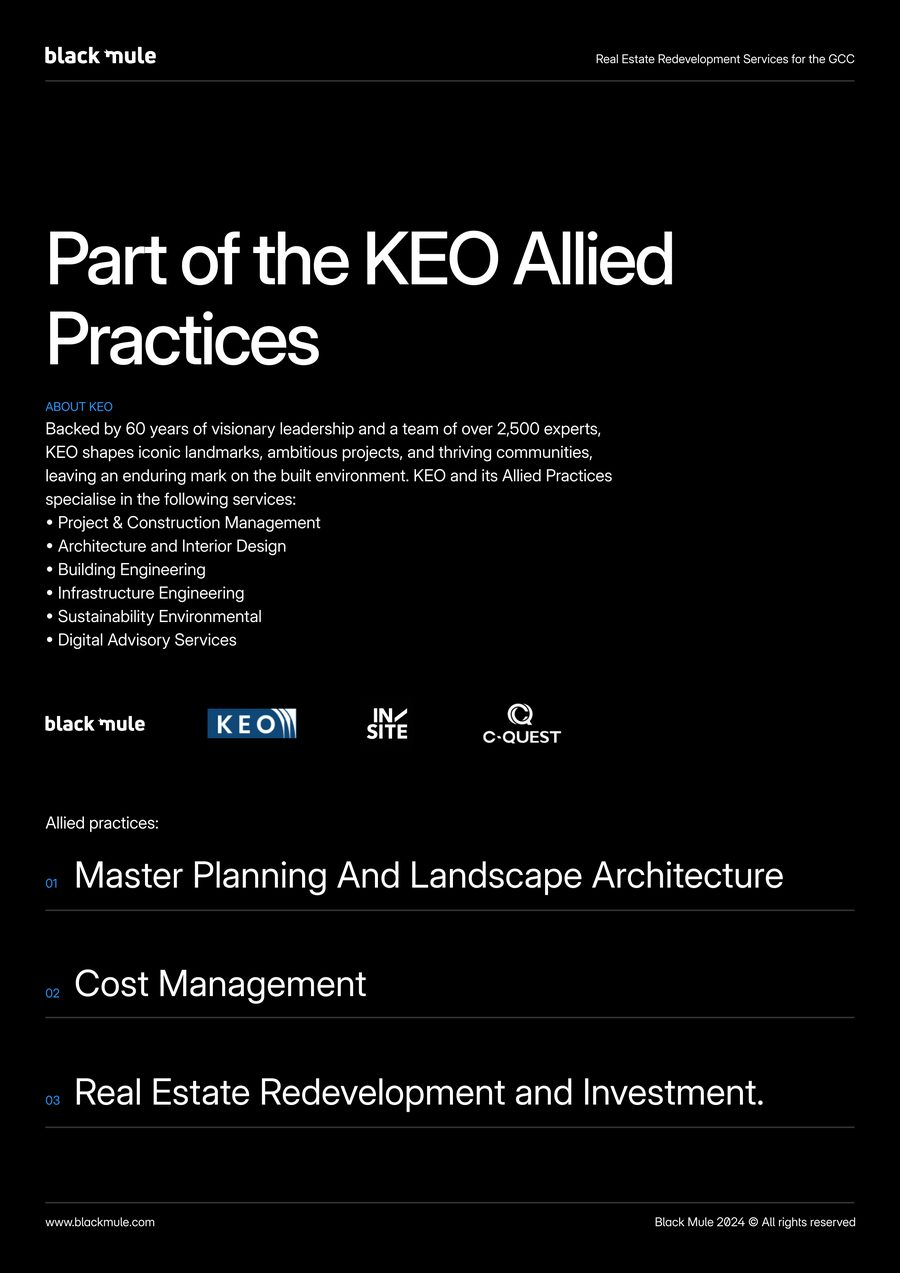 Black Mule capability statement, KEO allied practices