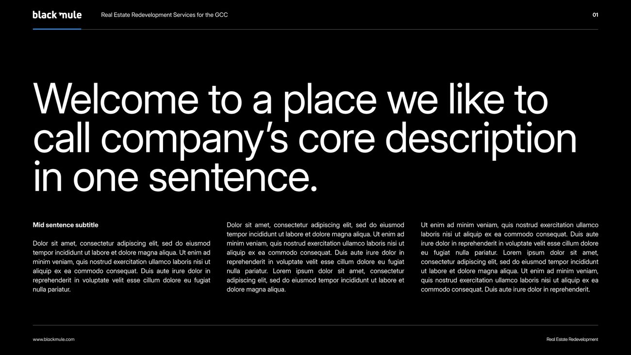 Black Mule presentation template, statement