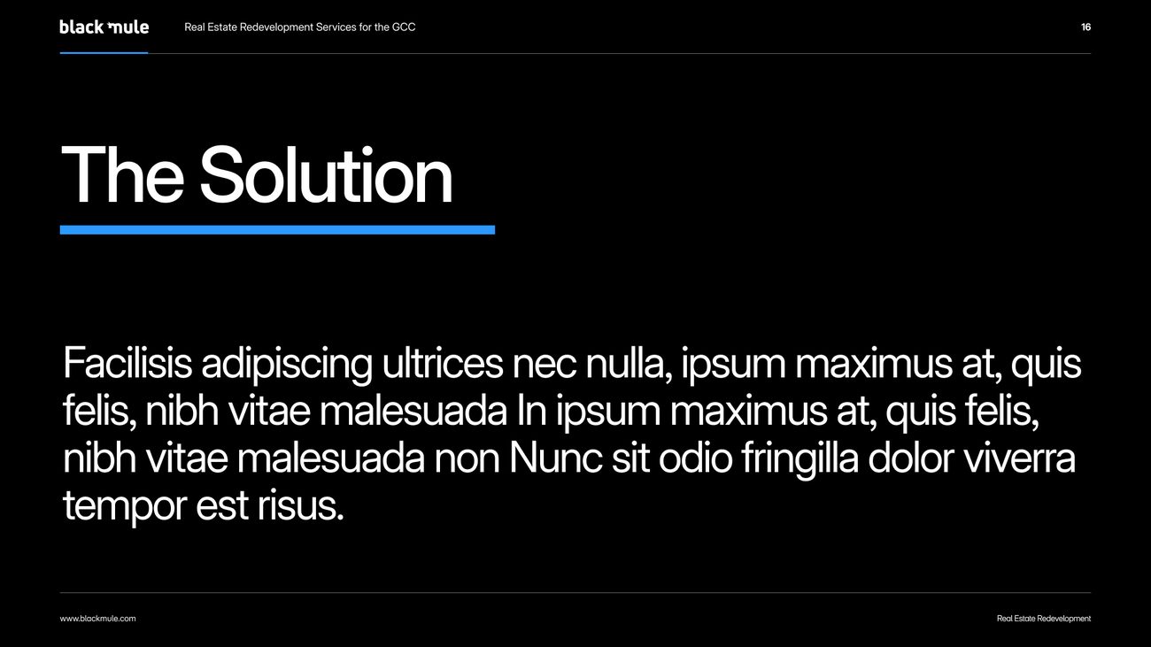 Black Mule presentation template, solution