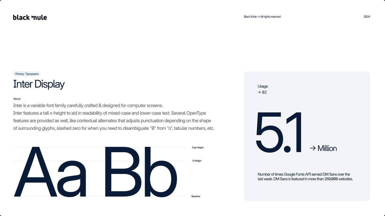 Black Mule Refined 01, typography