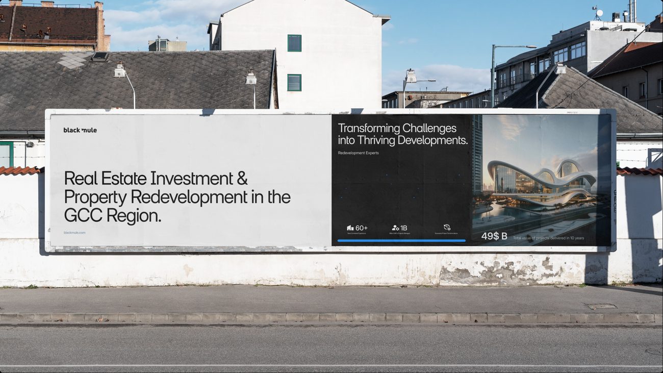Black Mule the street billboard, annotated