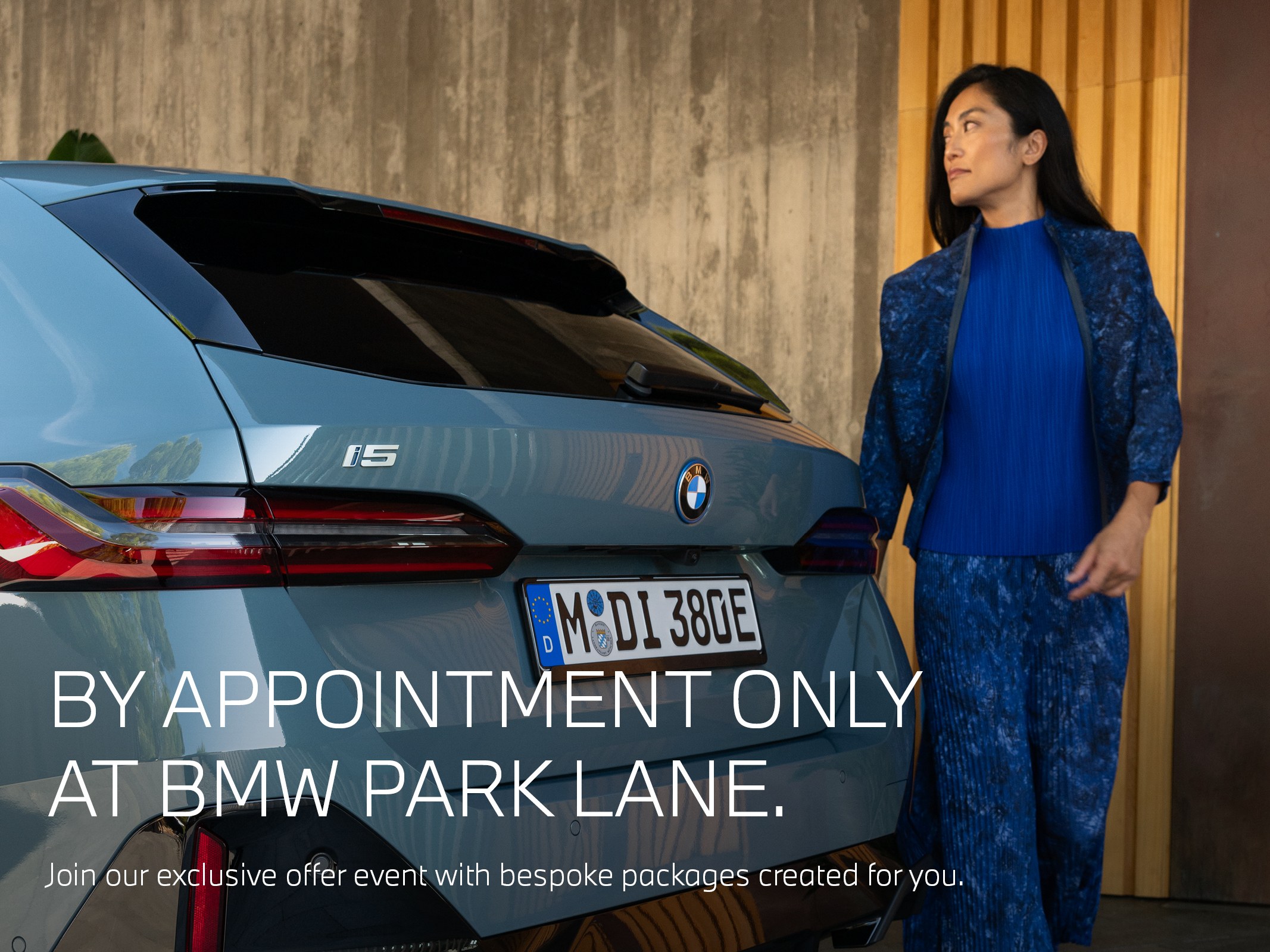 By Appointment Only website header, BMW i5