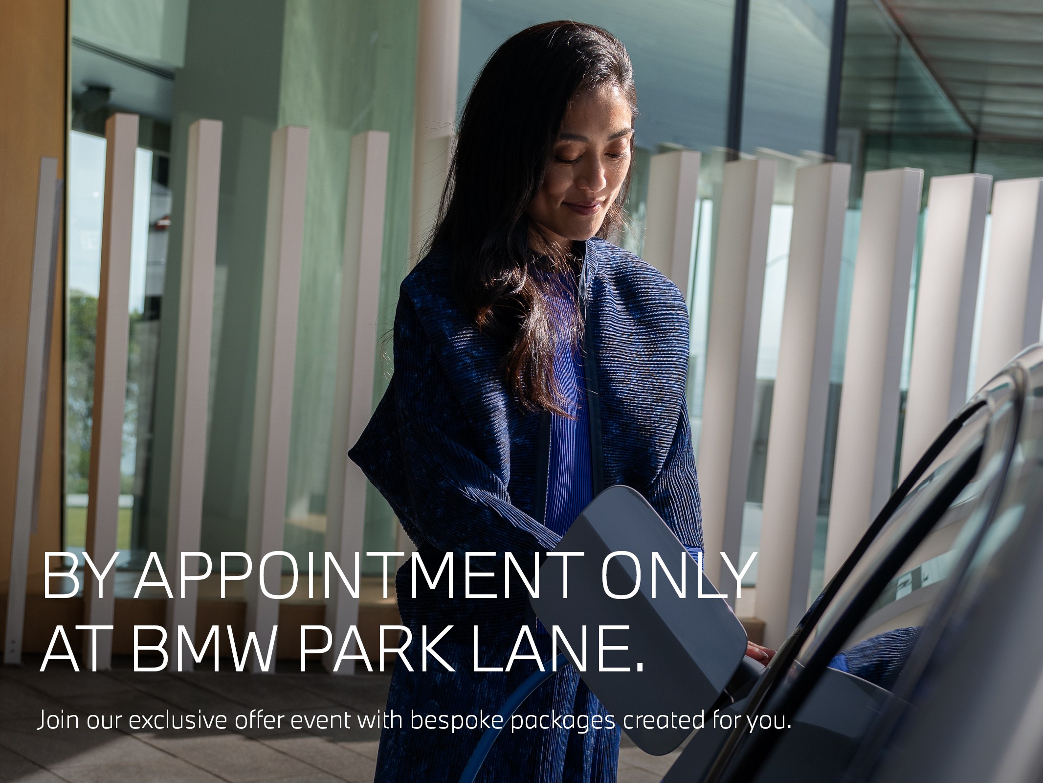 By Appointment Only website header, charging lifestyle