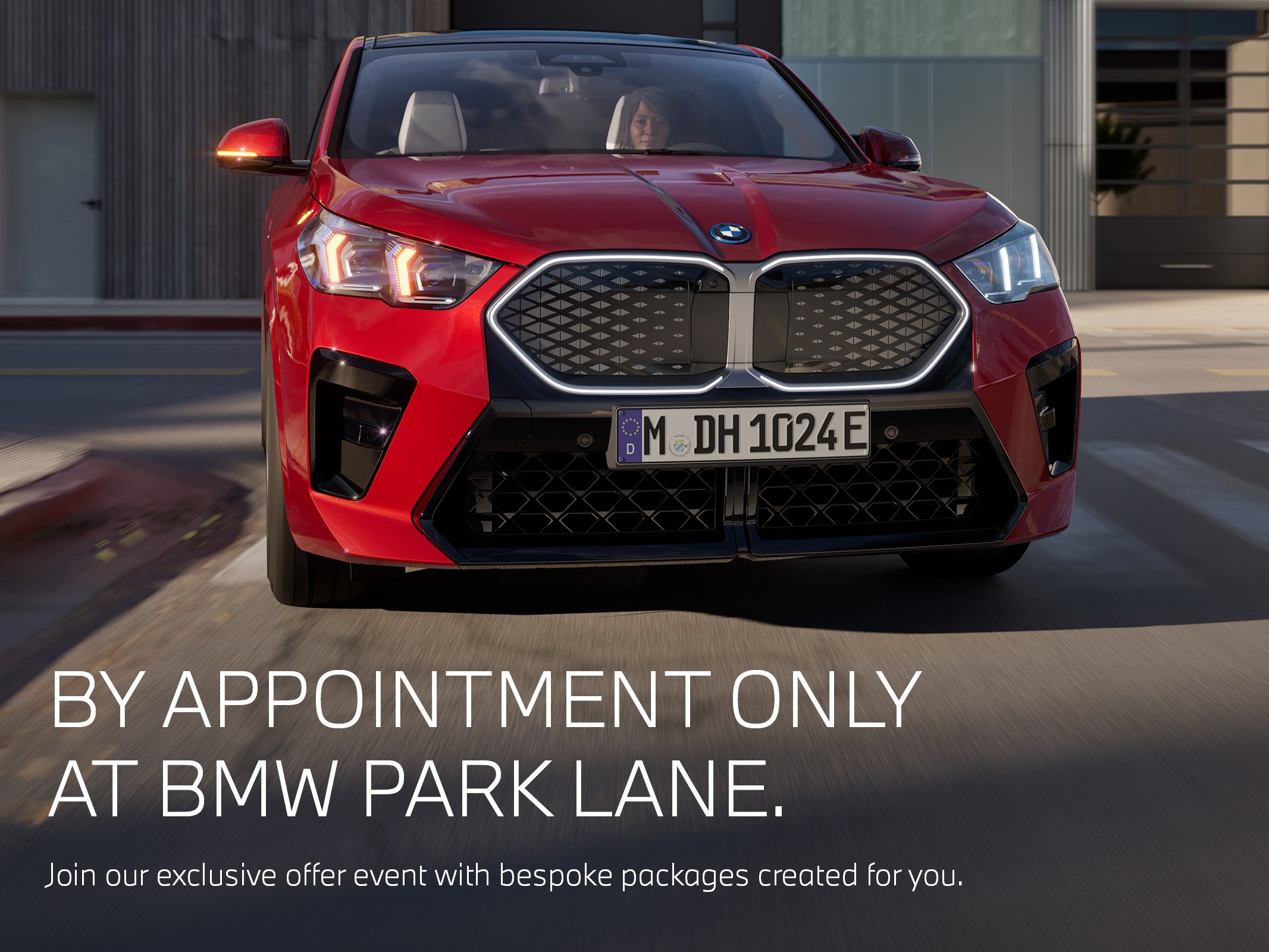 By Appointment Only website header, BMW iX2
