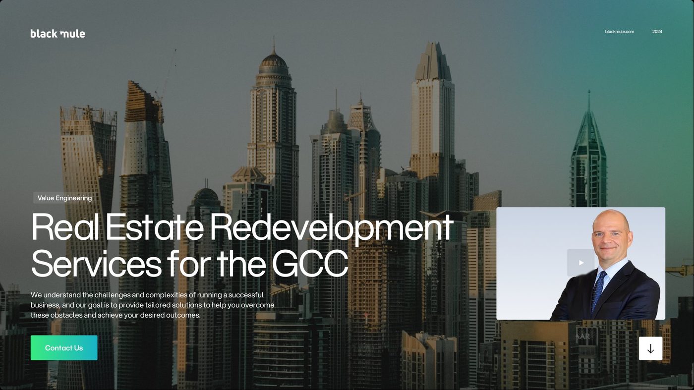 Black Mule hero, Real Estate Redevelopment Services for the GCC