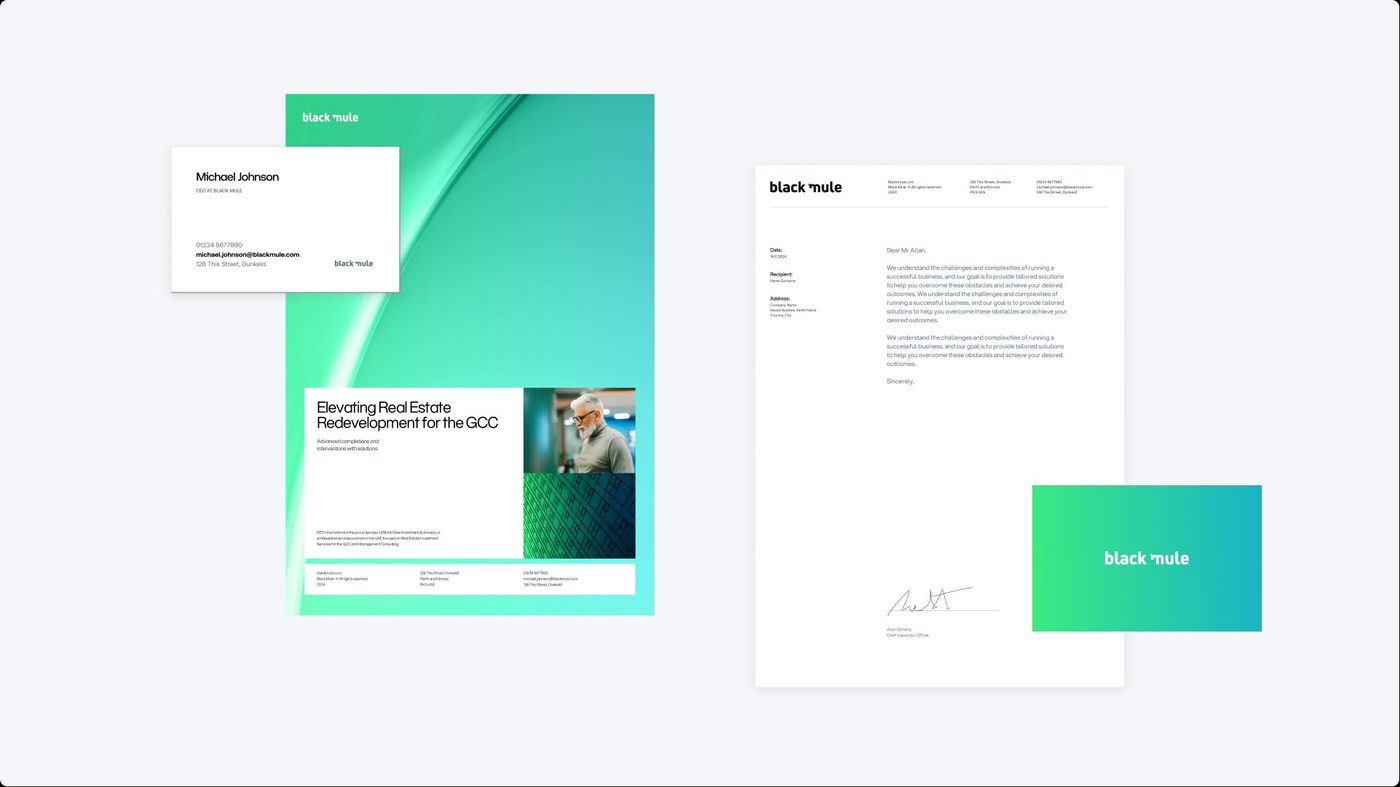 Black Mule stationery, green variant