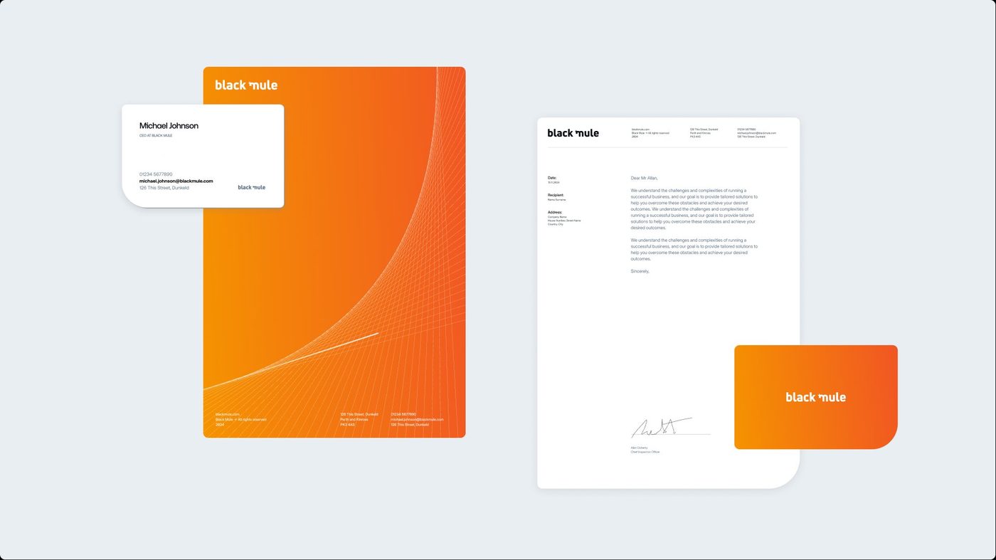 Black Mule stationery, amber variant