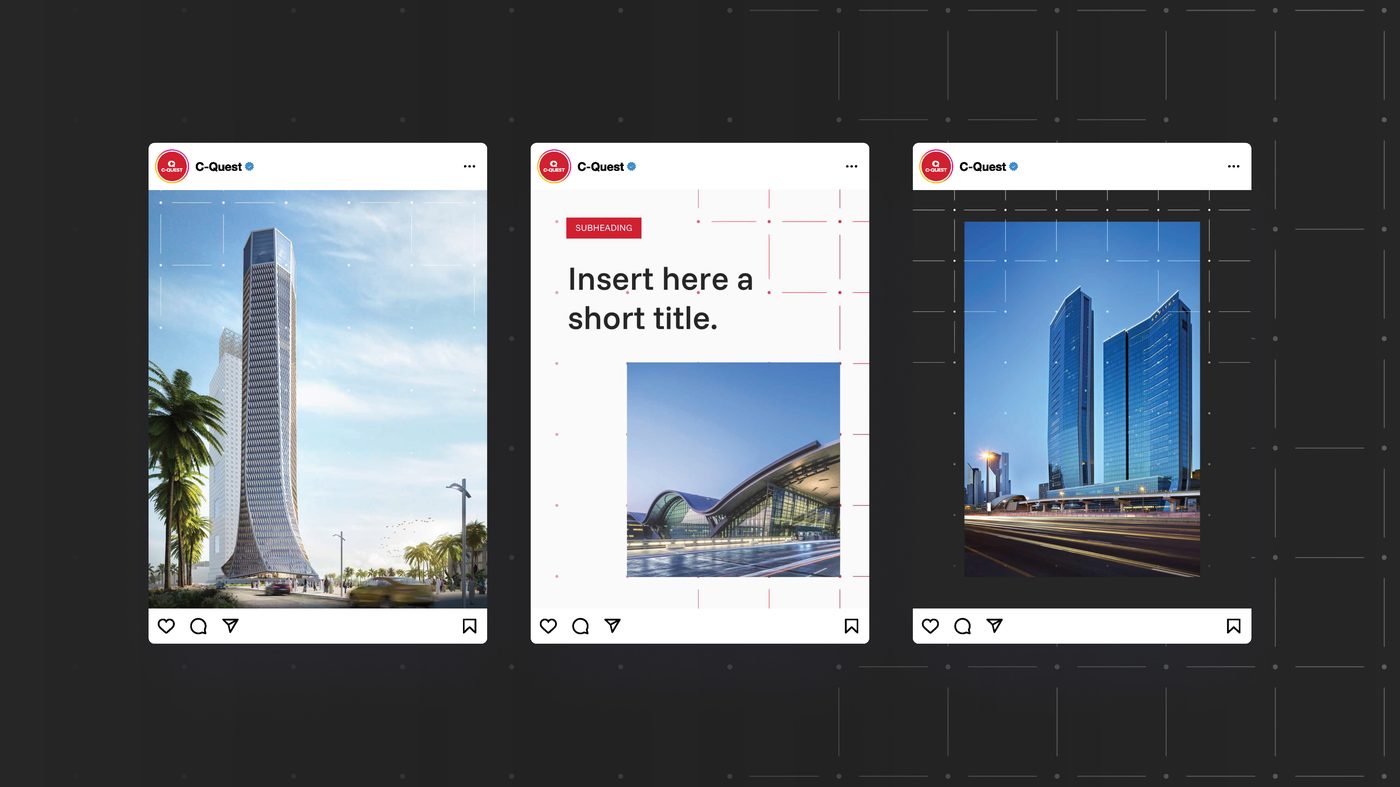 C-Quest Instagram post applications across MENA architectural projects