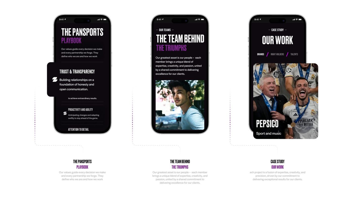 Pansports playbook mobile screens
