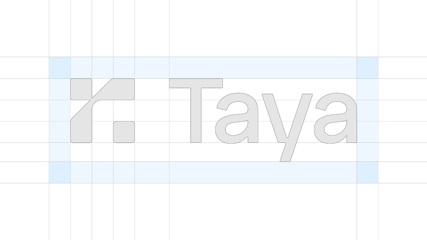 Full wordmark lockup on construction grid.