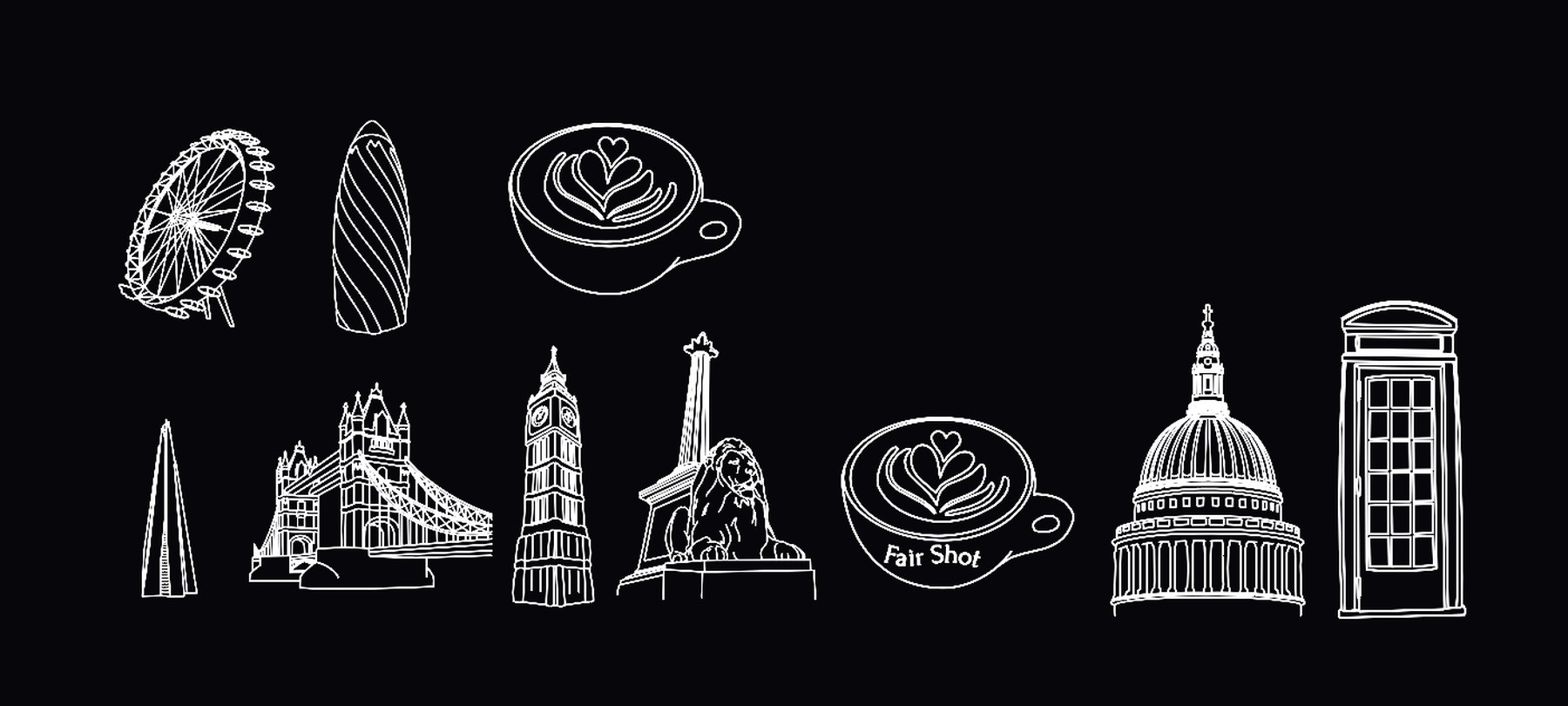 The library of hand-drawn London elements