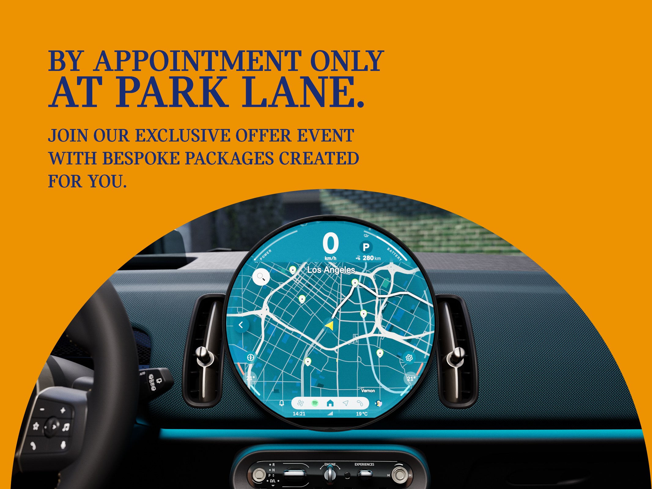 By Appointment Only website header, amber
