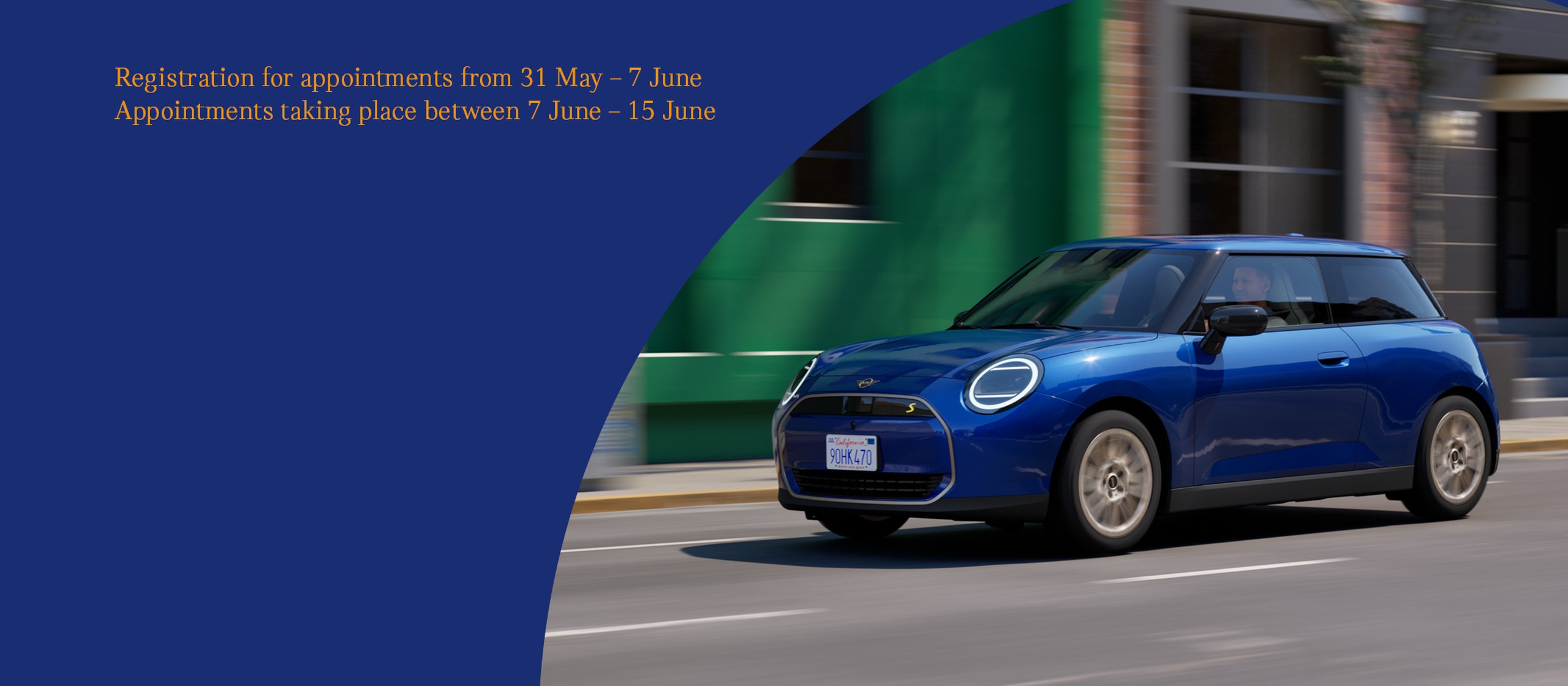 The new electric MINI Cooper on the By Appointment Only campaign field
