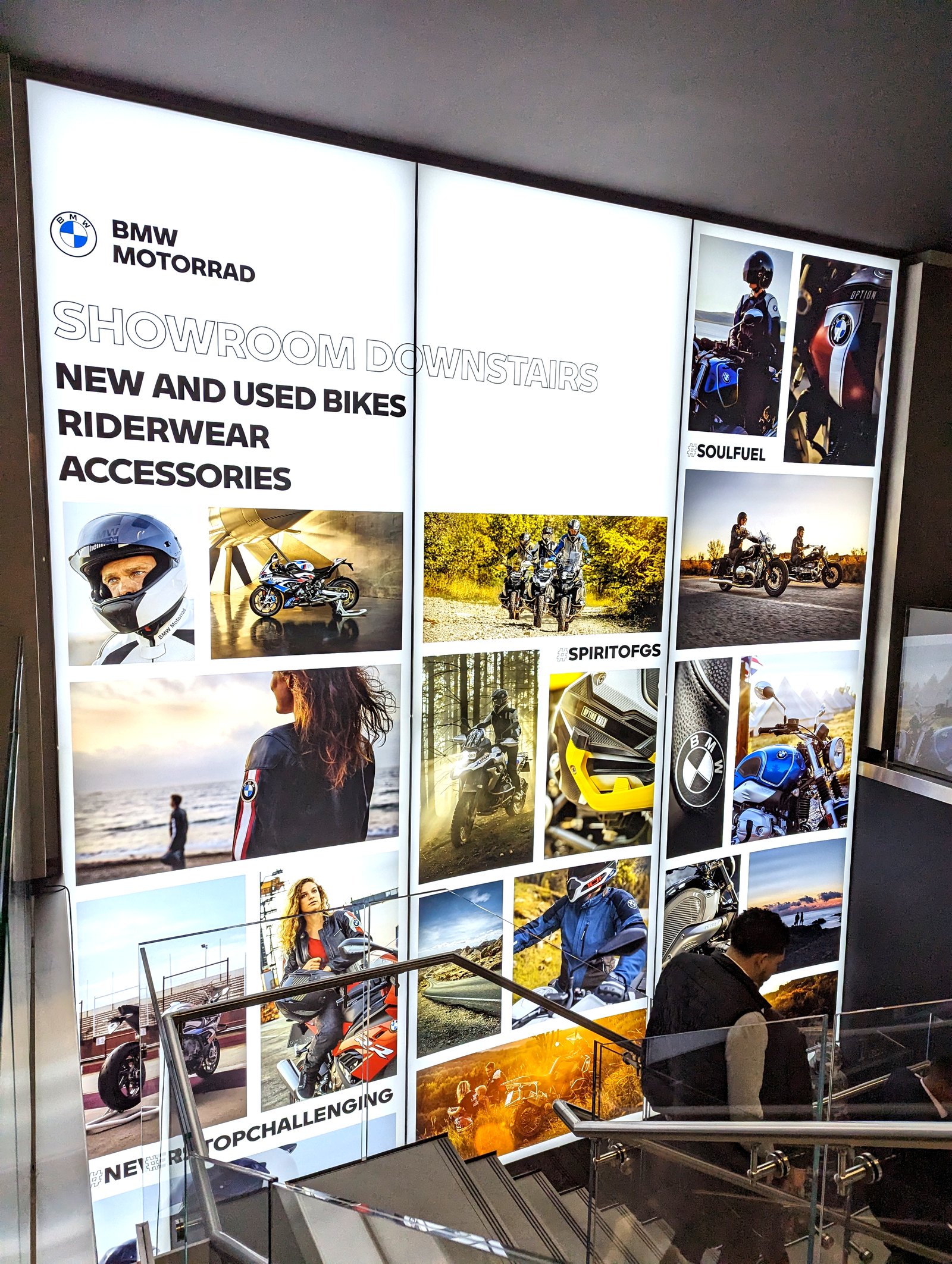 BMW Motorrad feature wall in the Park Lane flagship