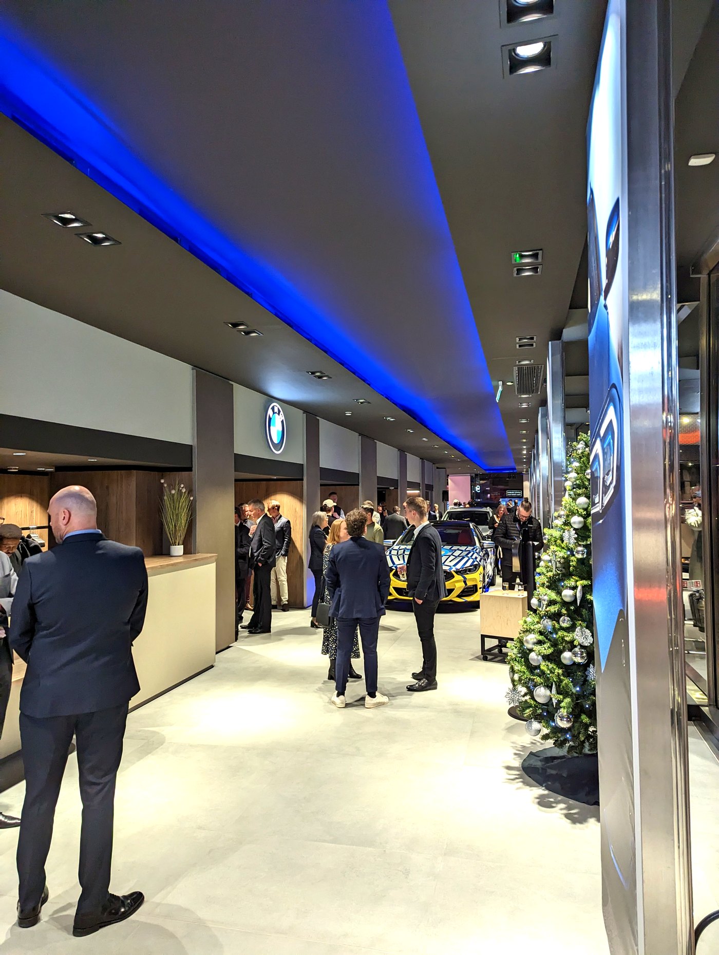 The BMW roundel and gallery on opening night