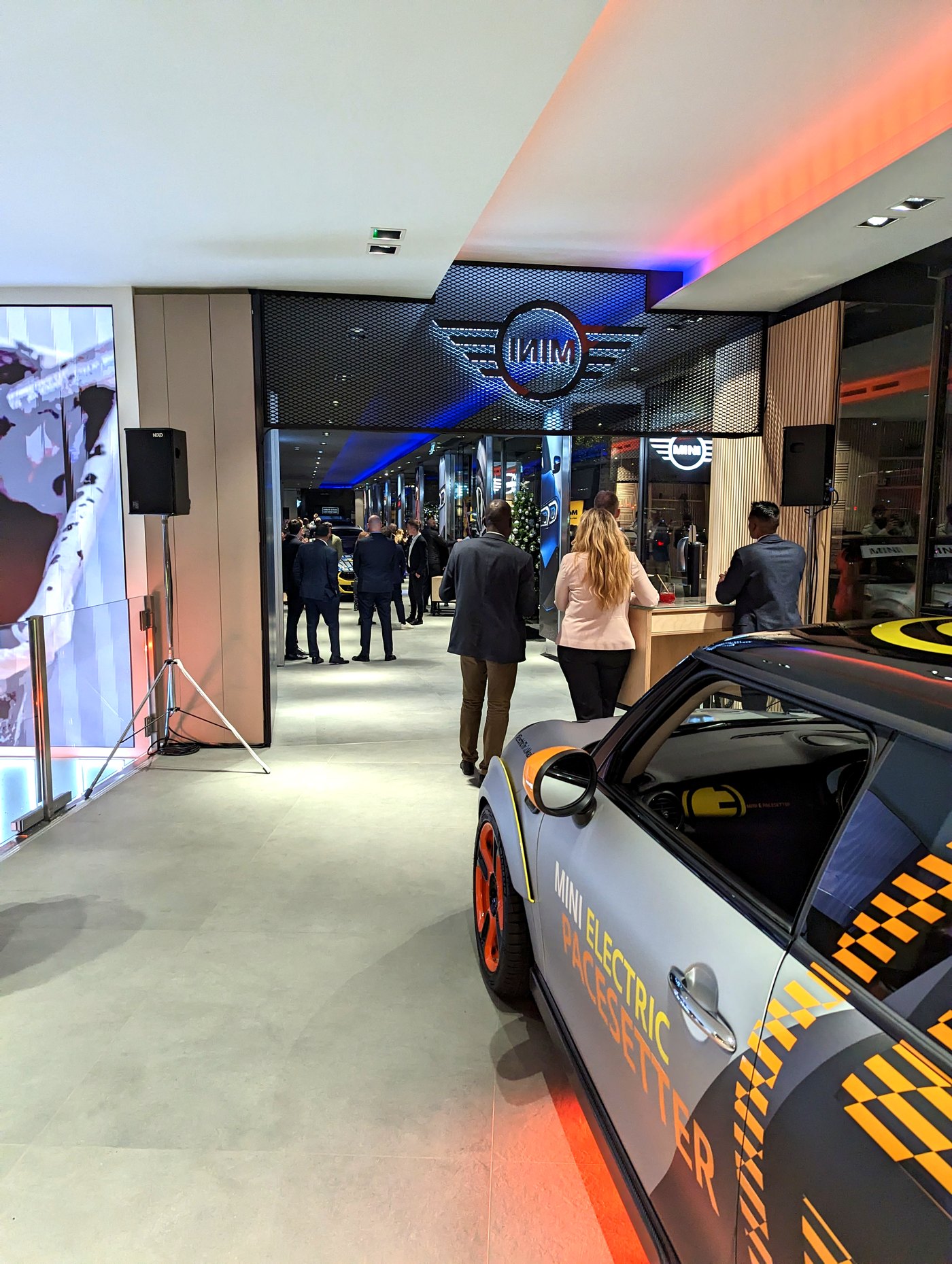 The MINI area in the flagship, with a wrapped vehicle