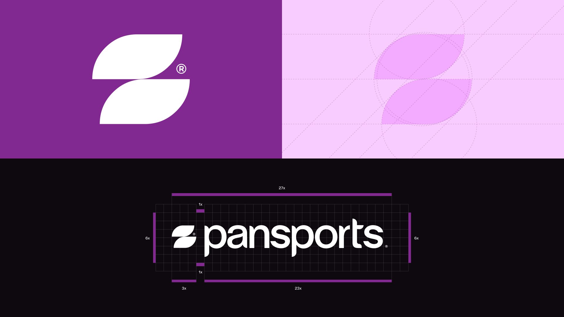 Pansports logo letterform construction